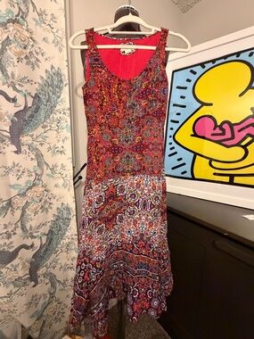 Maeve Red Multicolor Paisley Tiered Maxi Tank Dress